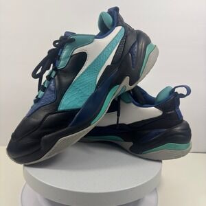 Puma Men Sneakers Leather Chunky Retro Colorblock Black Teal Athletic Fit US 12